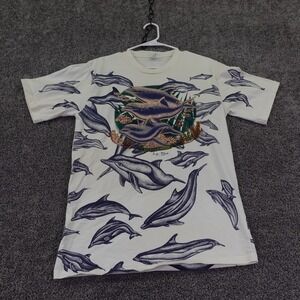 Arlin T Shirt Mens Medium White Bottlenose Dolphin La Paz Mexico All Over Print